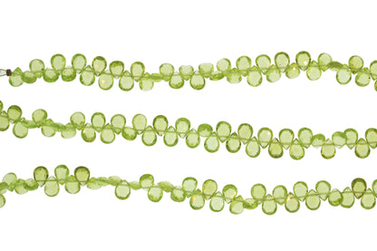 Green Peridot 7x5mm Faceted Pear Shaped Briolettes