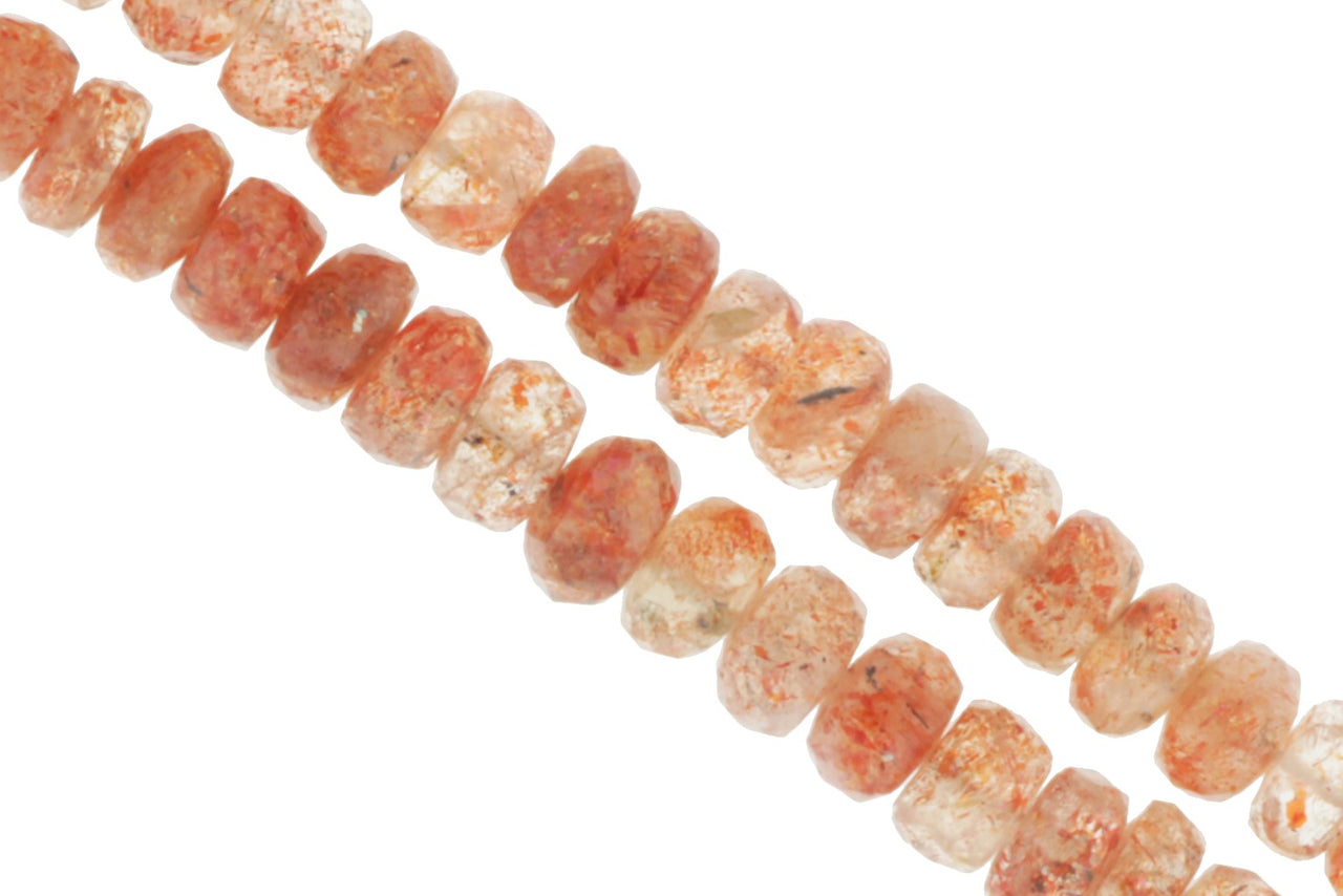Ombre Orange Sunstone 7mm Faceted Rondelles