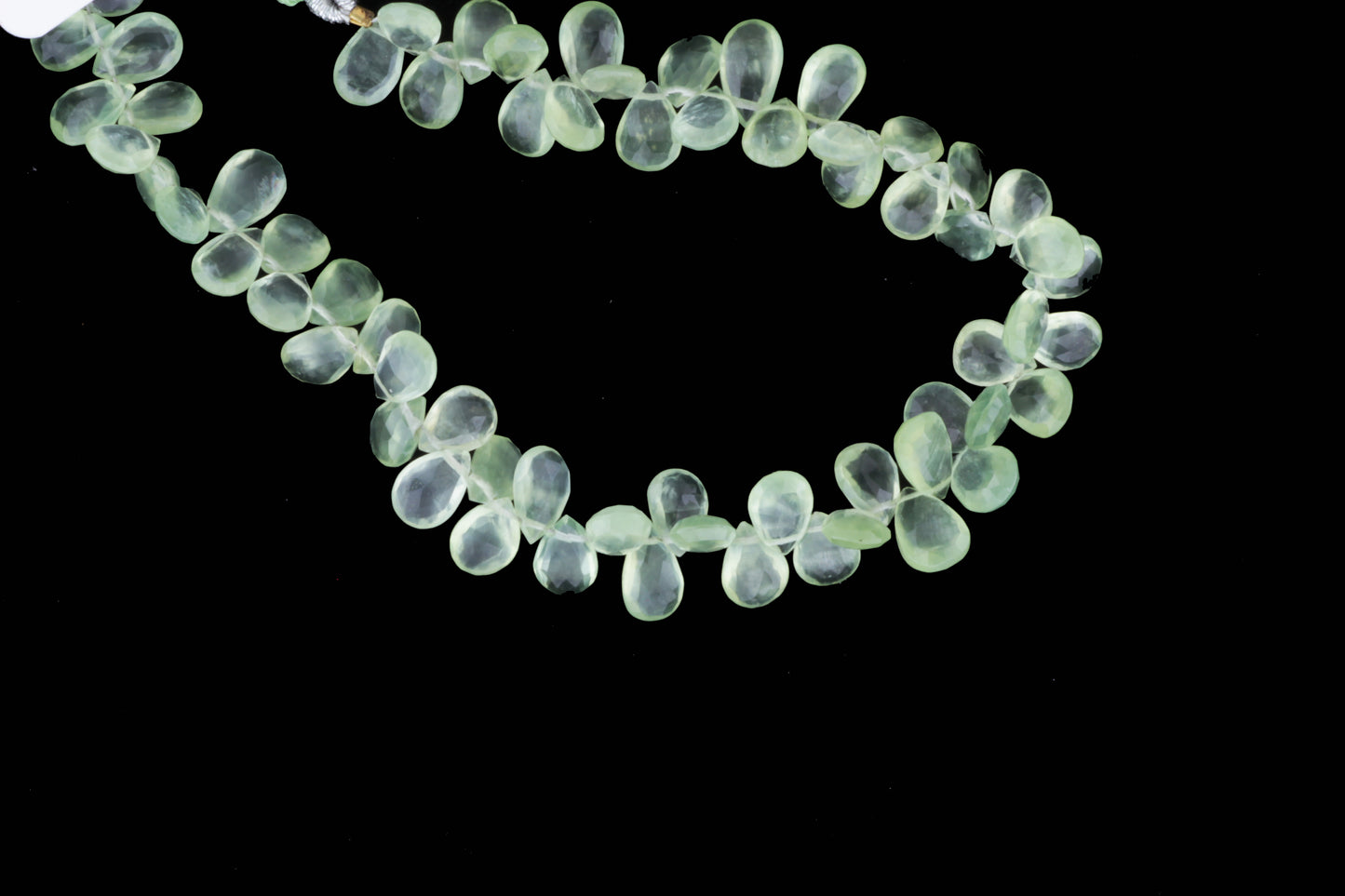 Green Prehnite 8x5mm Faceted Pear Shaped Briolettes