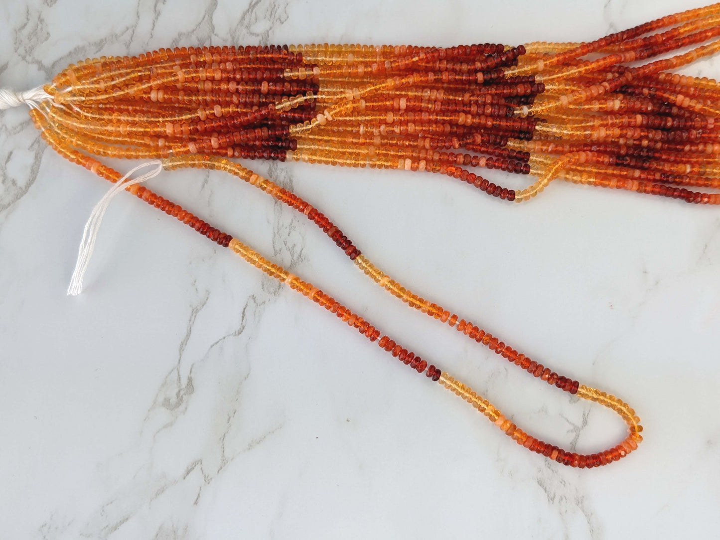 Ombre Orange Mexican Fire Opal 3.5mm Faceted Rondelles