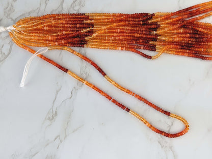 Ombre Orange Mexican Fire Opal 3.5mm Faceted Rondelles