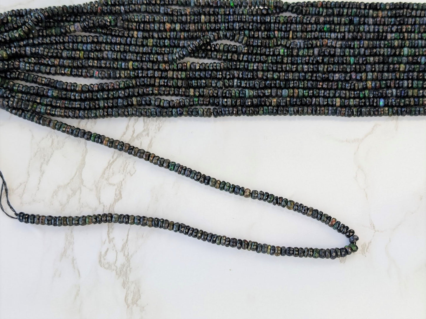 Black Ethiopian Opal 4.5mm Faceted Rondelles