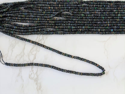 Black Ethiopian Opal 4.5mm Faceted Rondelles