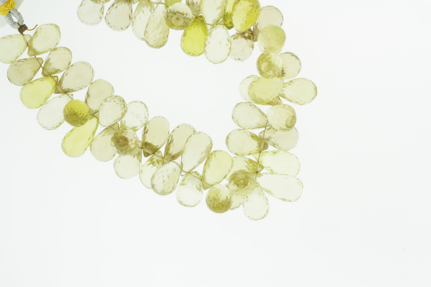 Yellow Lemon Quartz 12x7mm Faceted Teardrop Briolettes