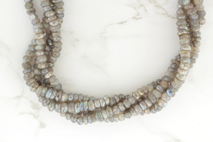 Coated Labradorite 5mm Faceted Rondelles