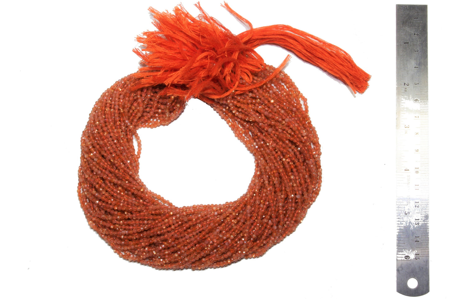 Orange Sunstone 2mm Faceted Rounds