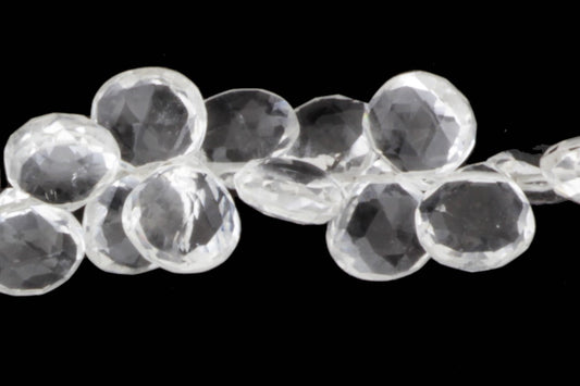 Clear Rock Crystal Quartz 7mm Faceted Heart Shaped Briolettes