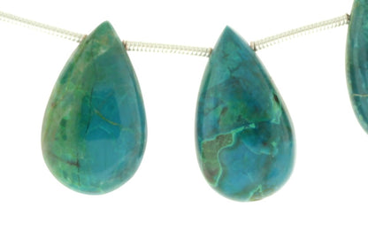 Blue Green Chrysocolla 20x10mm Smooth Pear Shaped Briolettes