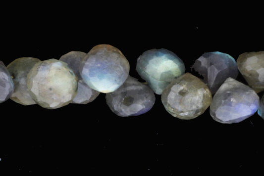 Blue Labradorite 8mm Faceted Onion Shaped Briolettes