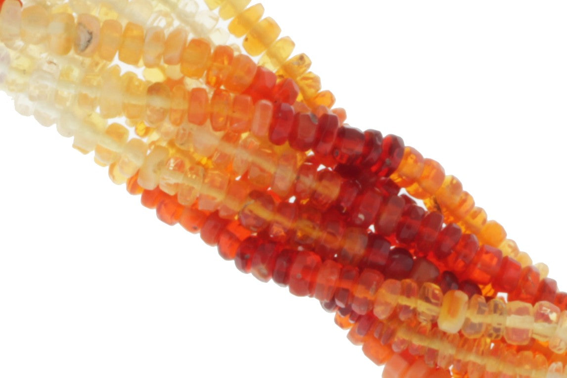 Ombre Mexican Fire Opal 3.5mm Faceted Rondelles
