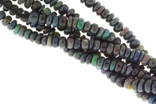 Black Ethiopian Opal 5mm Smooth Rondelles