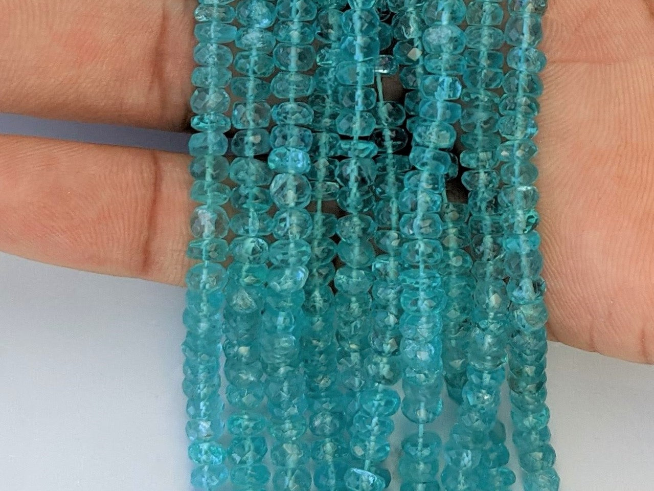 Sea Blue Apatite 5mm Faceted Rondelles