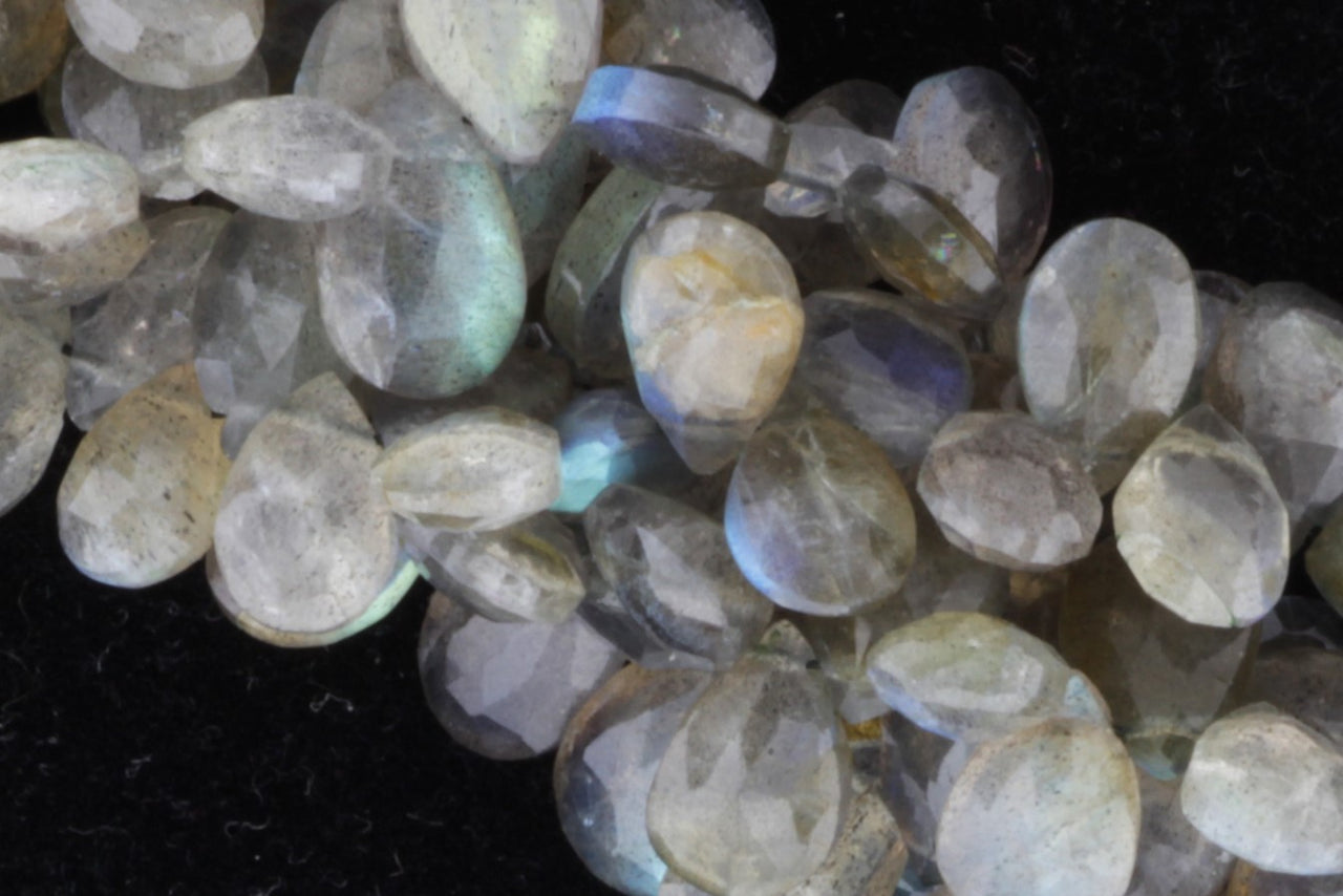 Blue Labradorite 9x6mm Faceted Pear Shaped Briolettes