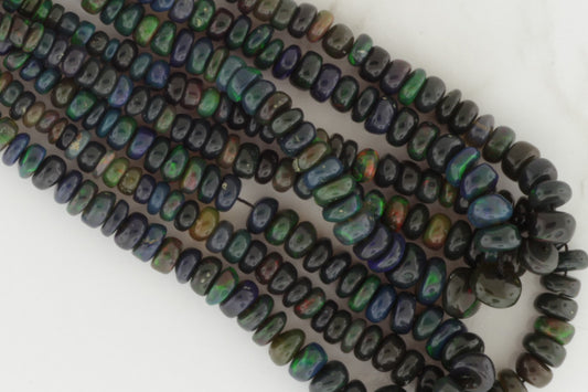 Black Ethiopian Opal 3mm Smooth Rondelles