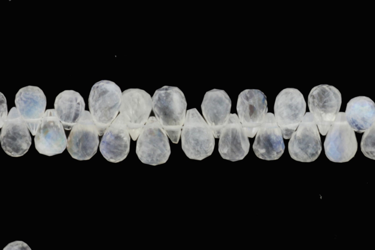 Blue Rainbow Moonstone 7x5mm Faceted Teardrop Briolettes