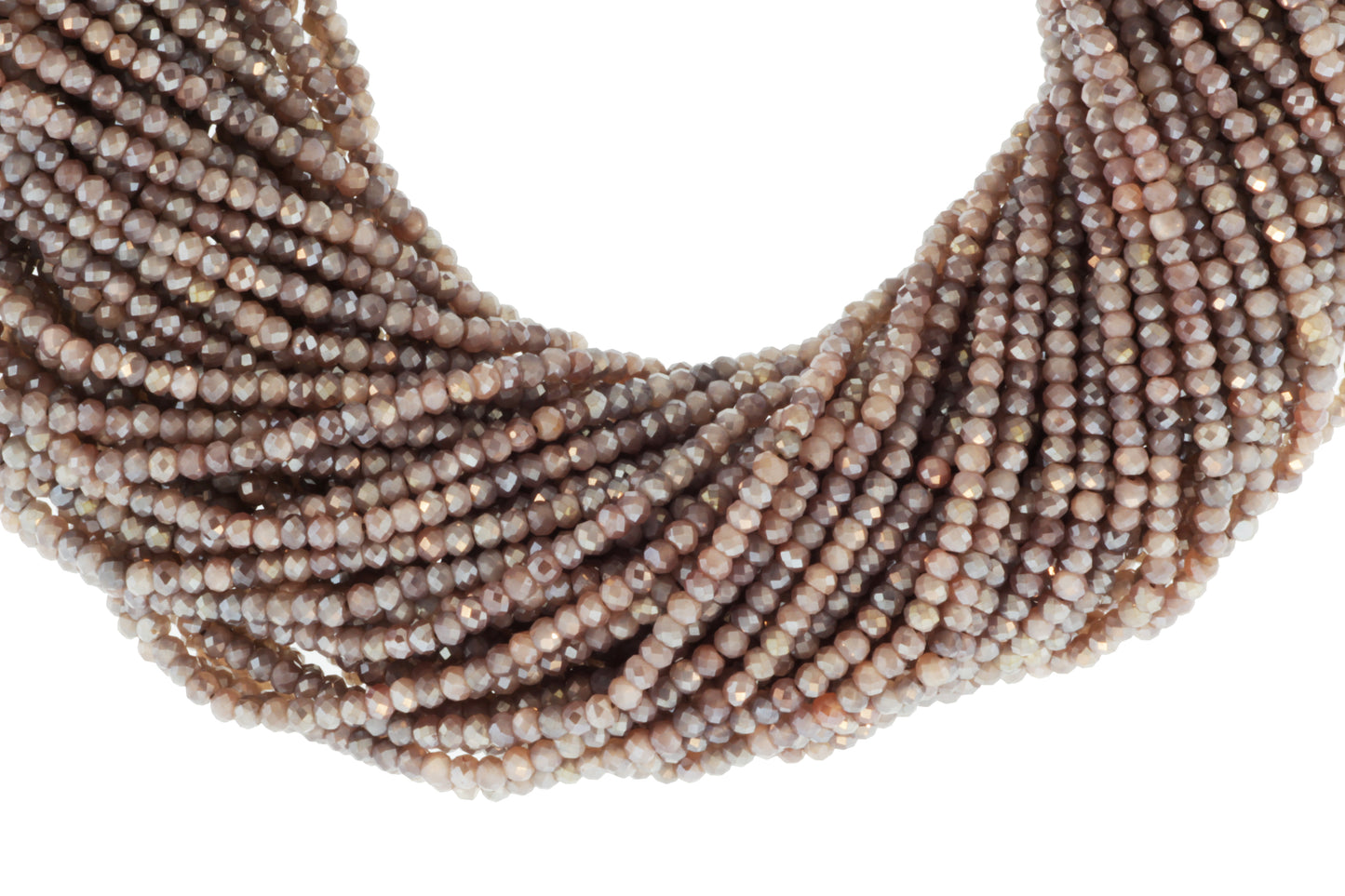 Coated Chocolate Moonstone 3mm Faceted Rondelles