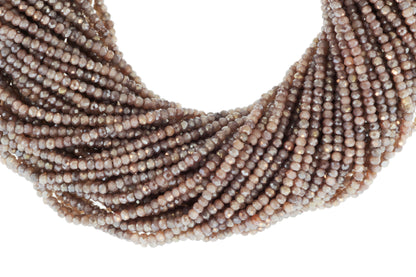 Coated Chocolate Moonstone 3mm Faceted Rondelles