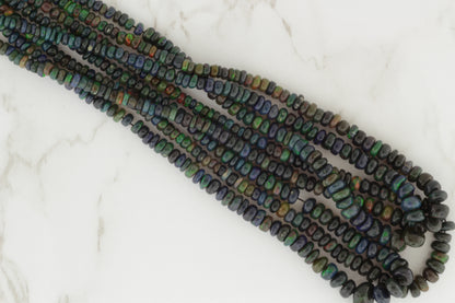 Black Ethiopian Opal 3mm Smooth Rondelles