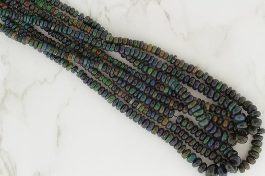 Black Ethiopian Opal 3mm Smooth Rondelles