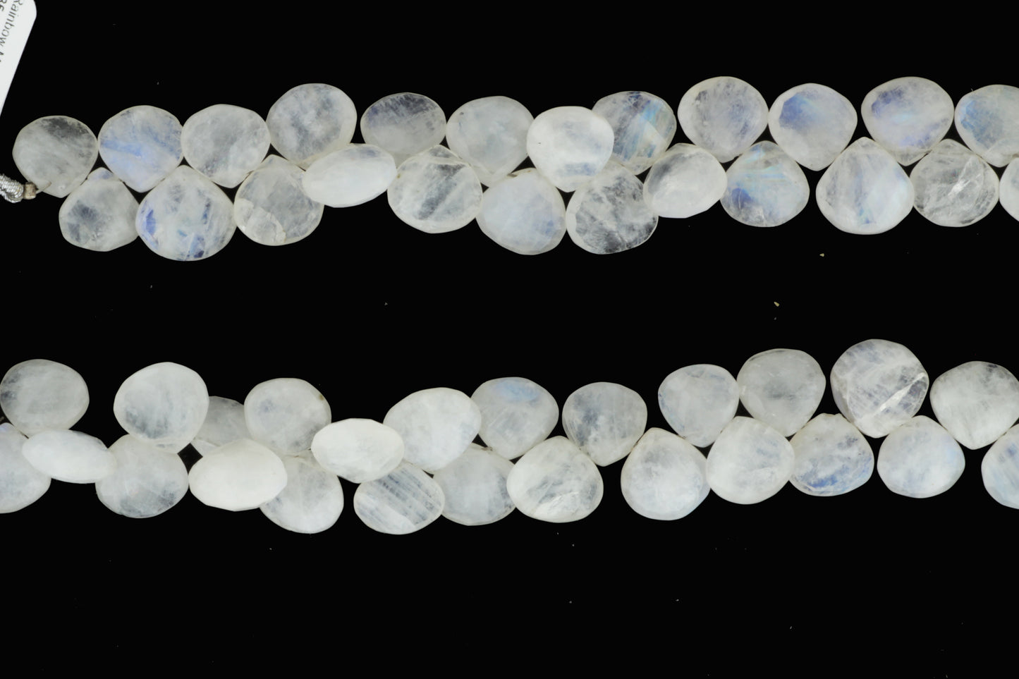 Blue Rainbow Moonstone 11mm Faceted Heart Shaped Briolettes