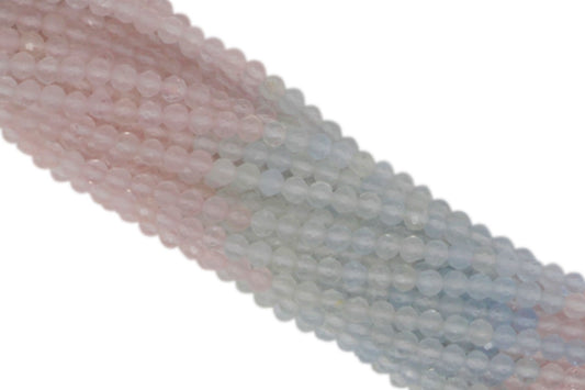 Ombre Aquamarine and Morganite 3mm Faceted Rounds