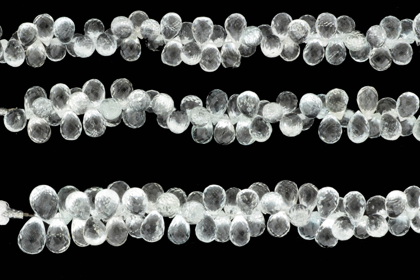 White Topaz 9x6mm Faceted Teardrop Briolettes