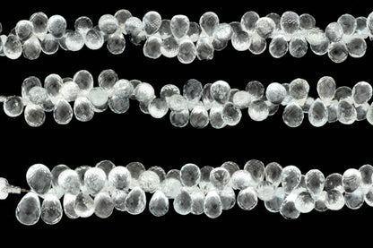 White Topaz 9x6mm Faceted Teardrop Briolettes