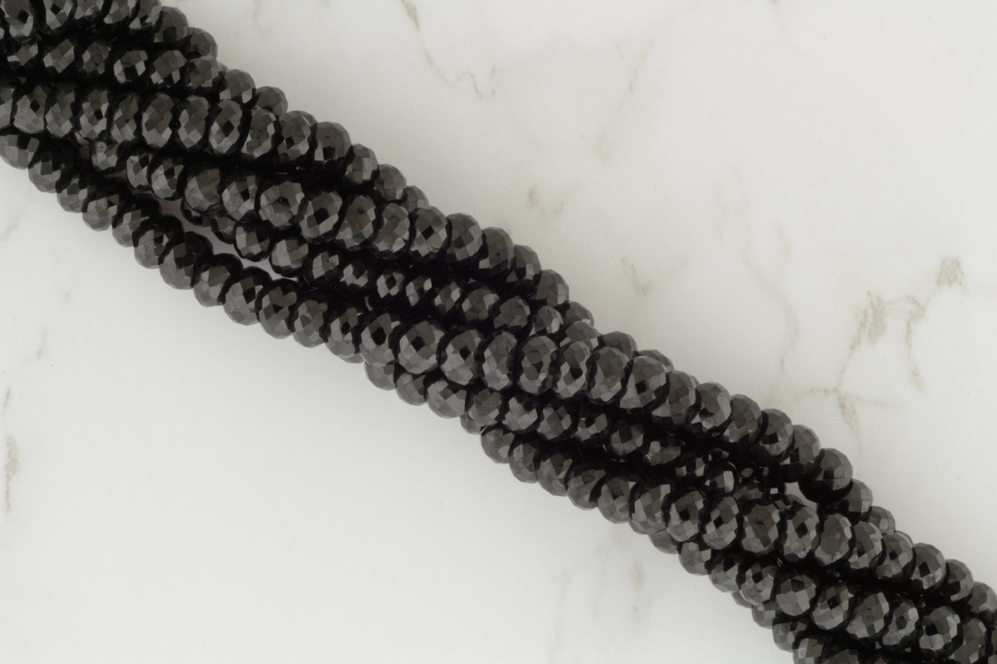 Black Spinel 7mm Faceted Rondelles