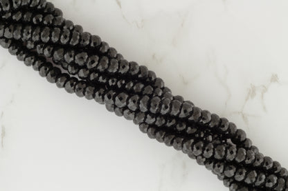 Black Spinel 7mm Faceted Rondelles