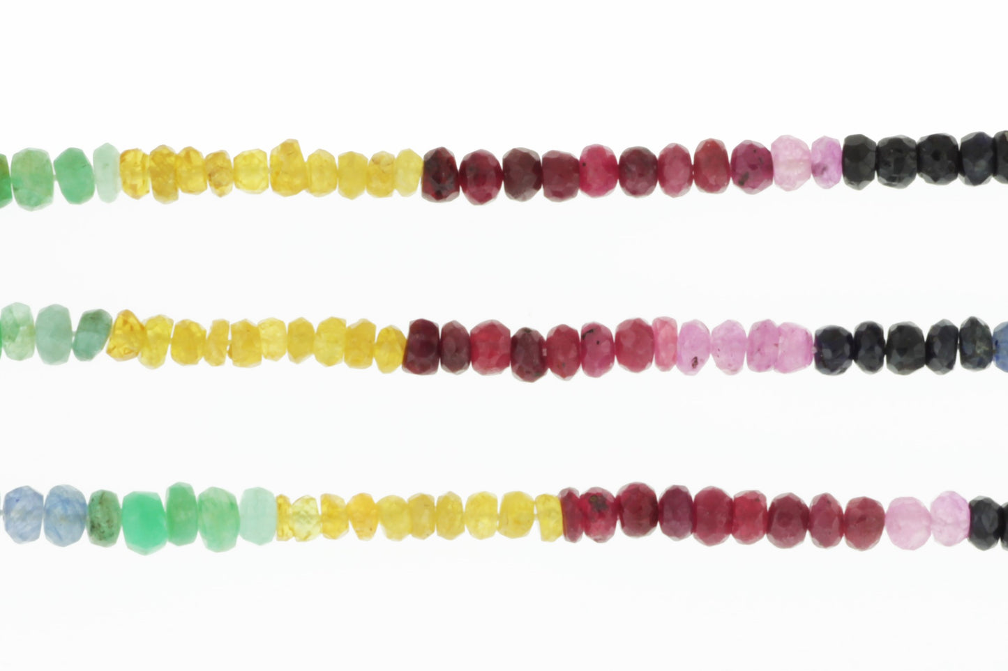 Rainbow Multi Ruby, Emerald, and Sapphire 4mm Faceted Rondelles