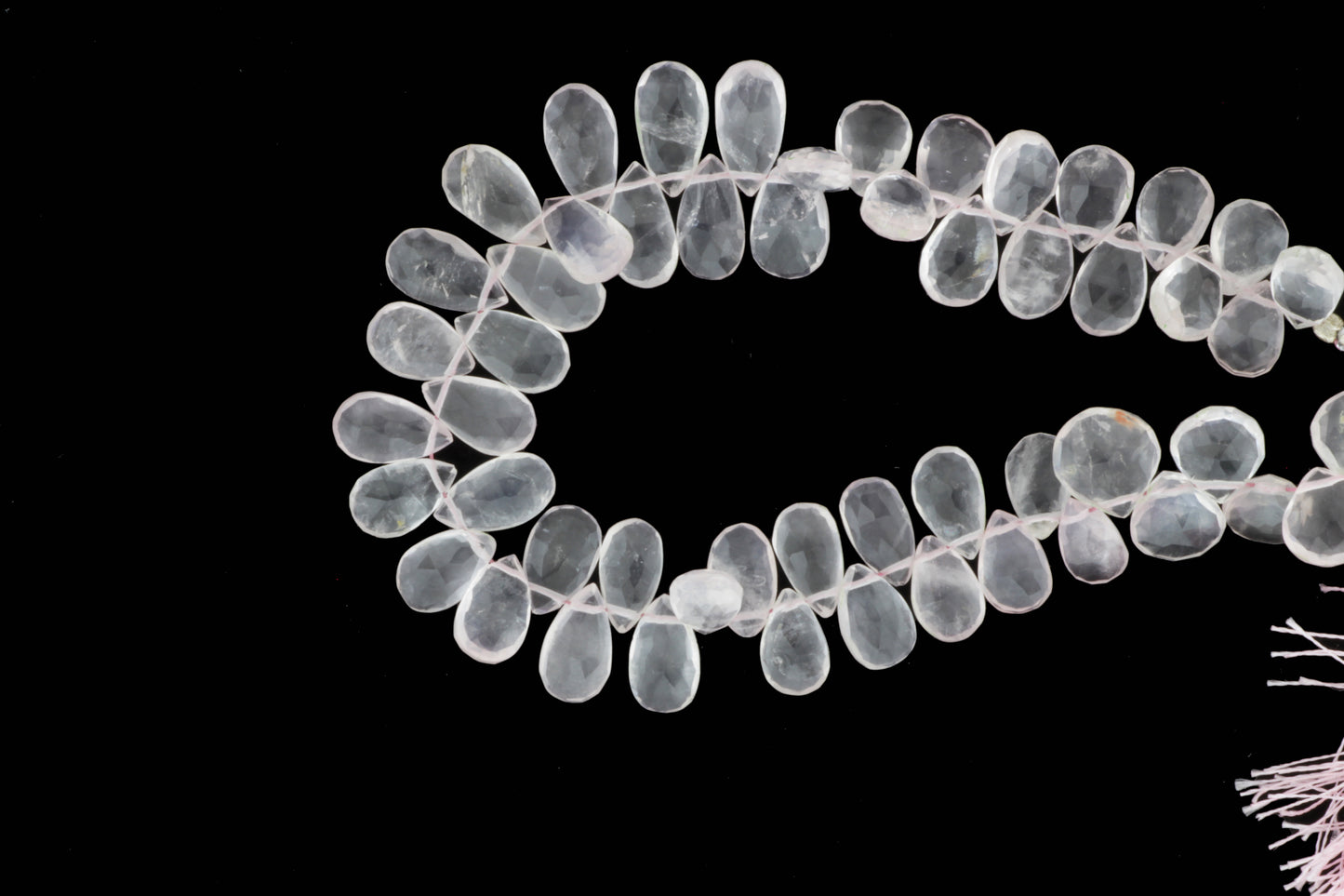 Pink Rose Quartz 12x7mm Faceted Pear Shaped Briolettes