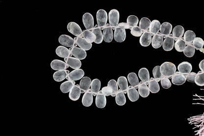Pink Rose Quartz 12x7mm Faceted Pear Shaped Briolettes