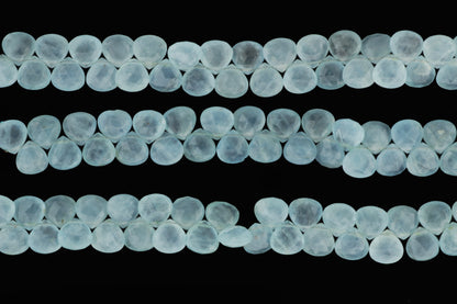 Blue Milky Aquamarine 9mm Faceted Heart Shaped Briolettes