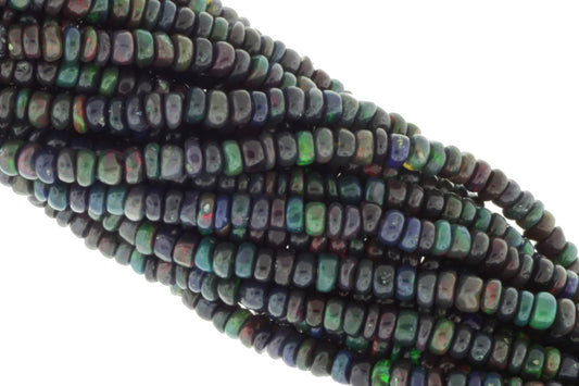 Black Ethiopian Opal 4mm Smooth Rondelles