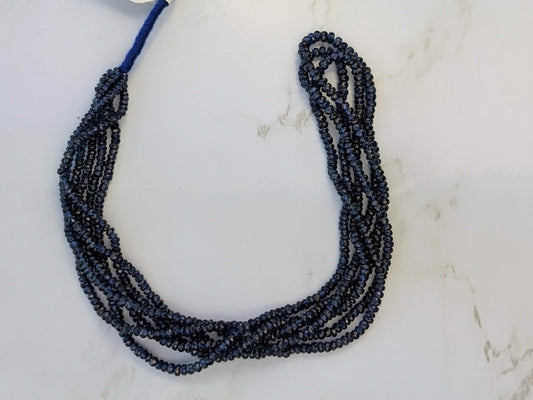 Navy Blue Sapphire 2mm Faceted Rondelles