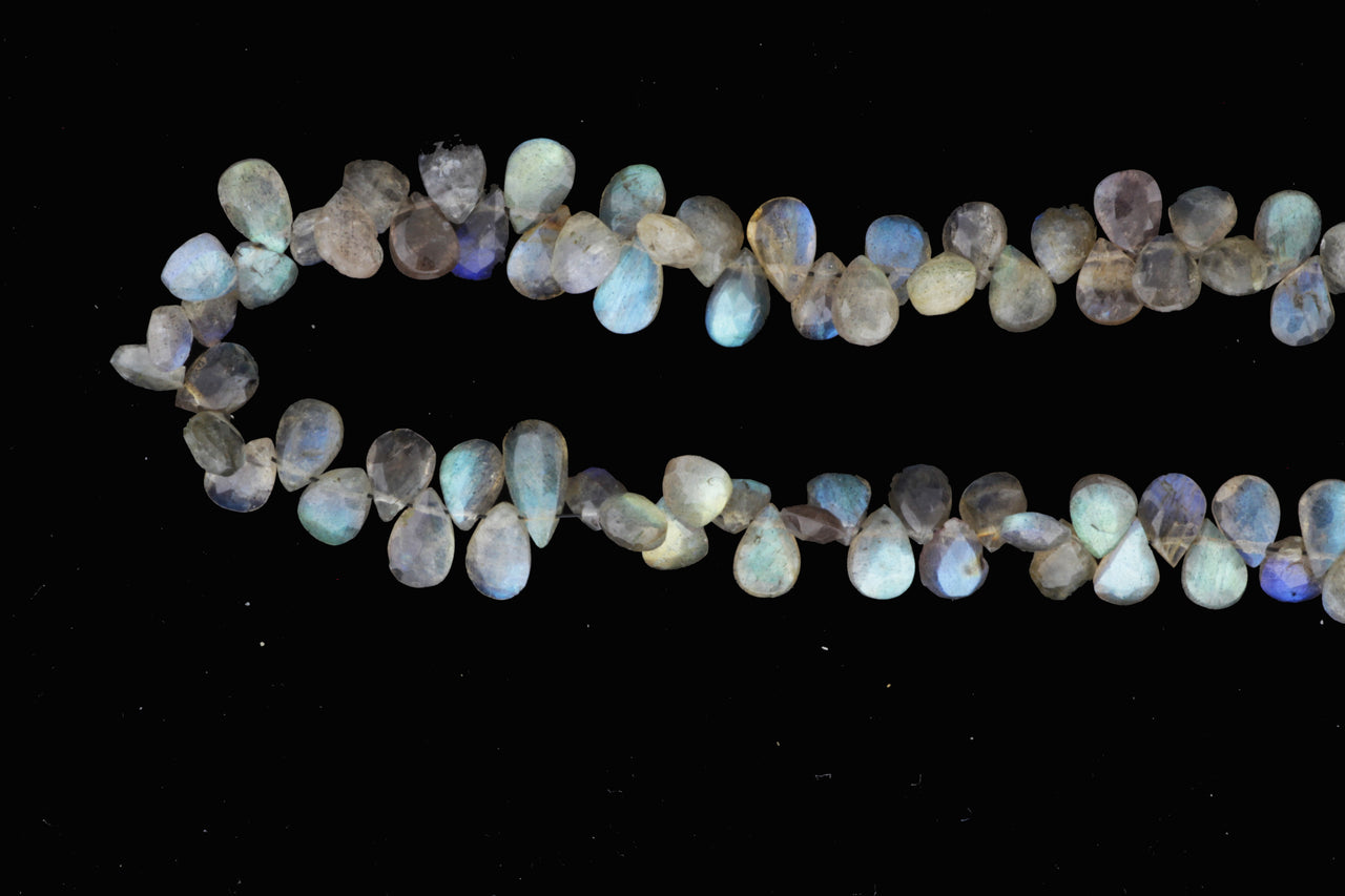 Blue Labradorite 8x6mm Faceted Pear Shaped Briolettes