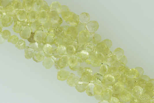 Yellow Lemon Quartz 6x4mm Faceted Teardrop Briolettes