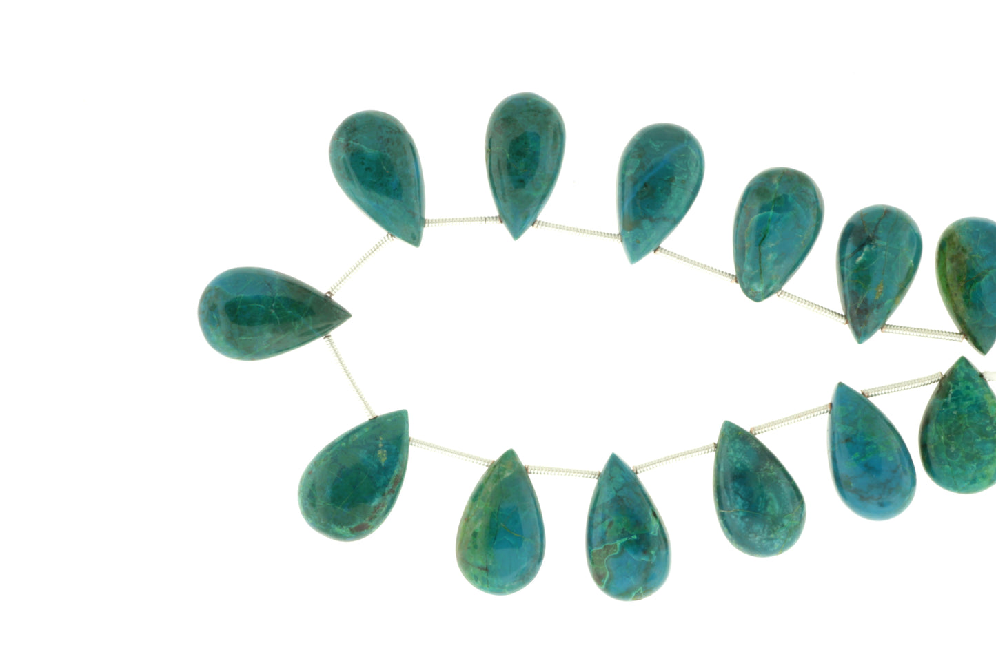 Blue Green Chrysocolla 16x10mm Smooth Pear Shaped Briolettes