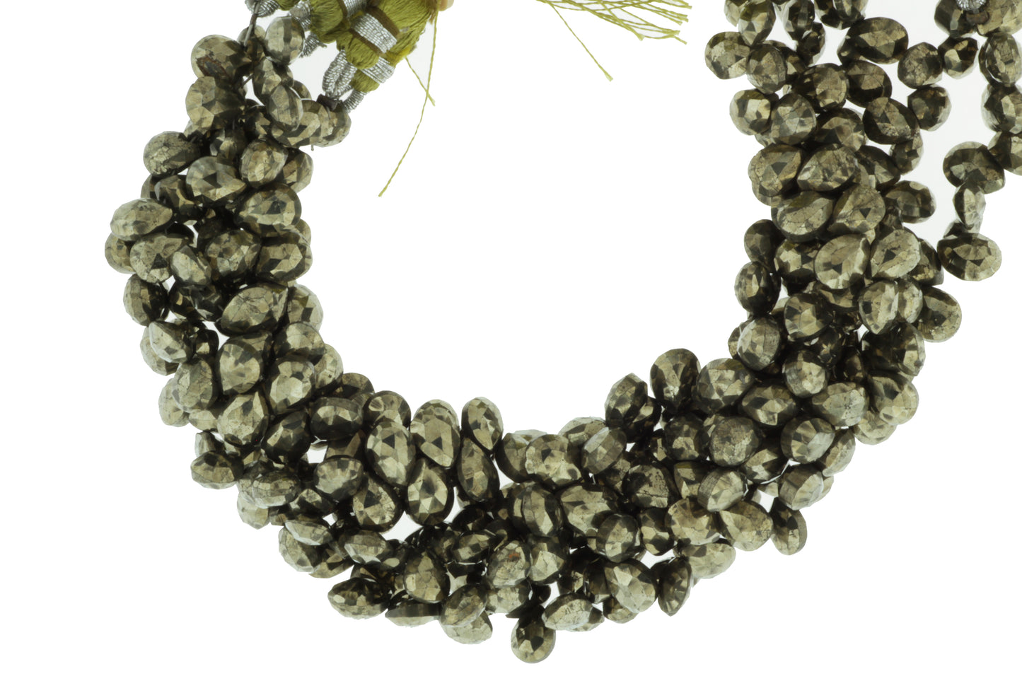 Natural Pyrite 7x5mm Faceted Pear Shaped Briolettes