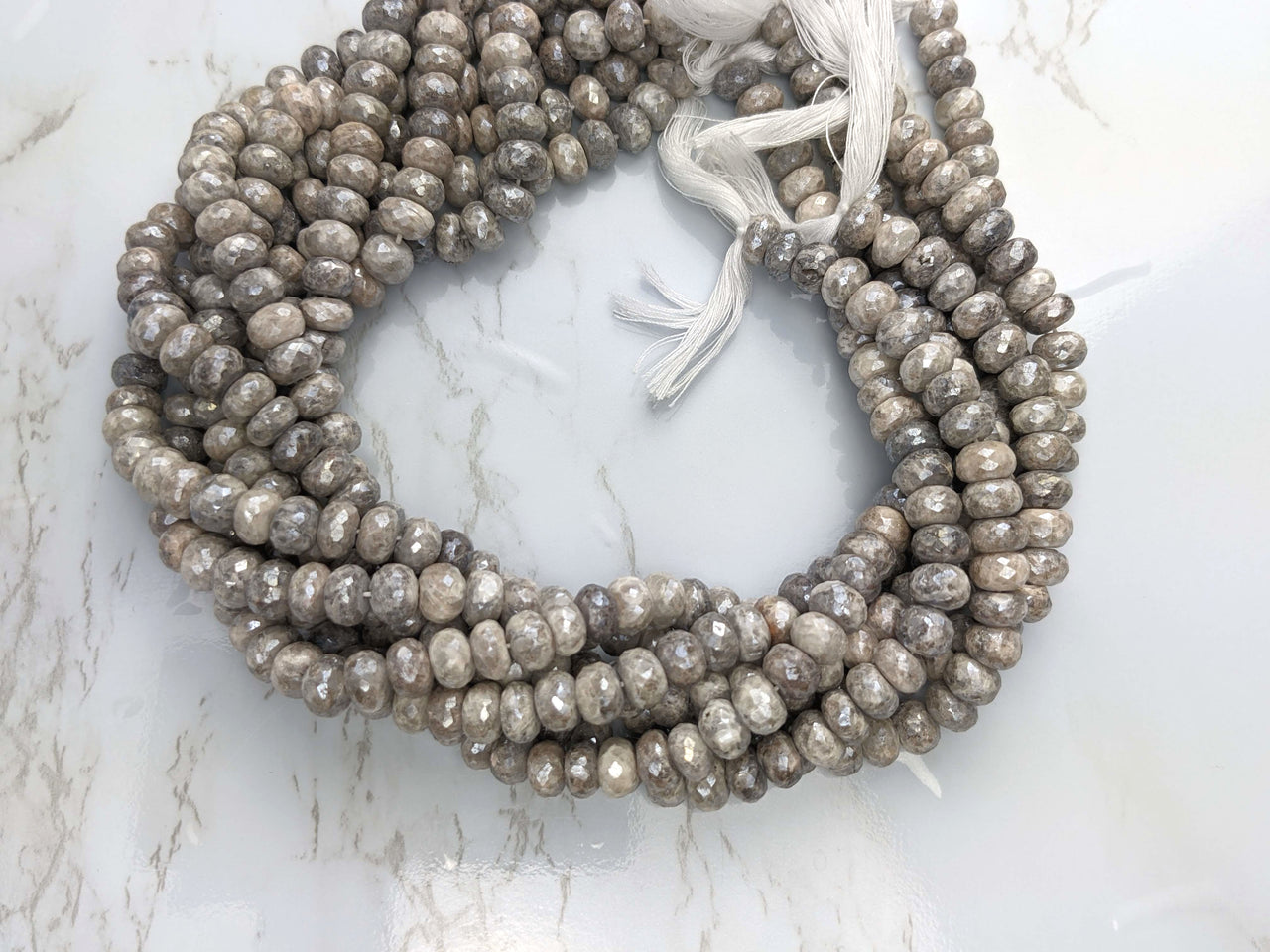 Coated Gray Agate 8mm Faceted Rondelles