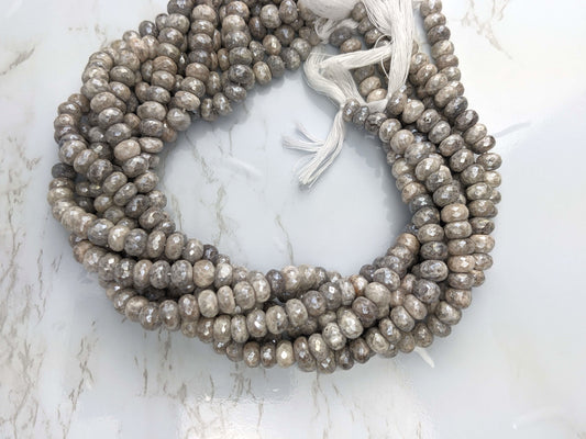 Coated Gray Agate 8mm Faceted Rondelles