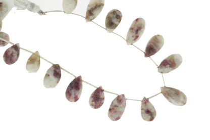 White and Red Ruby Zoisite 16x8mm Faceted Pear Shaped Briolettes