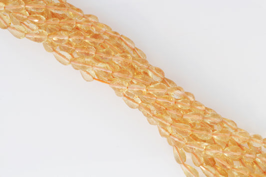 Yellow Citrine 7x5mm Center Drilled Teardrop Briolettes