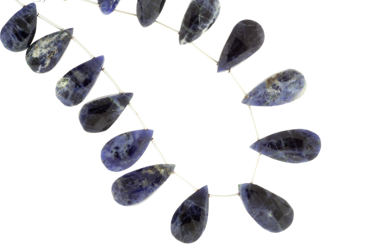 Blue Sodalite 20x11mm Faceted Pear Shaped Briolettes