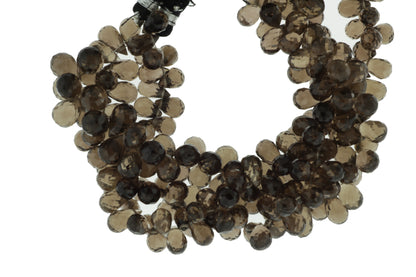 Brown Smoky Quartz 8x5mm Faceted Teardrop Briolettes