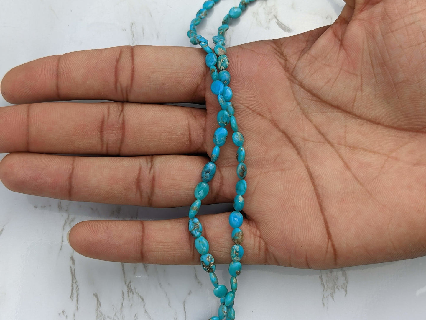Natural Blue and Black Turquoise 6x4mm Smooth Ovals