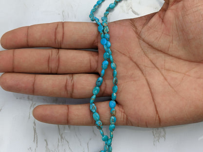 Natural Blue and Black Turquoise 6x4mm Smooth Ovals