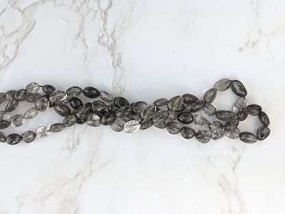 Black Tourmalinated Quartz 10x8mm Smooth Nuggets