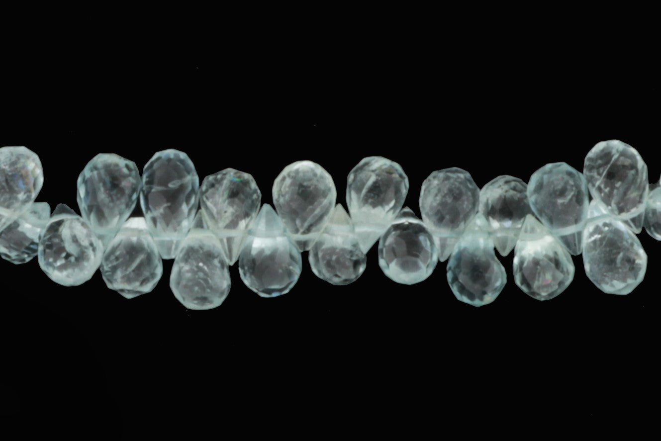 Blue Aquamarine 6x3mm Faceted Teardrop Briolettes