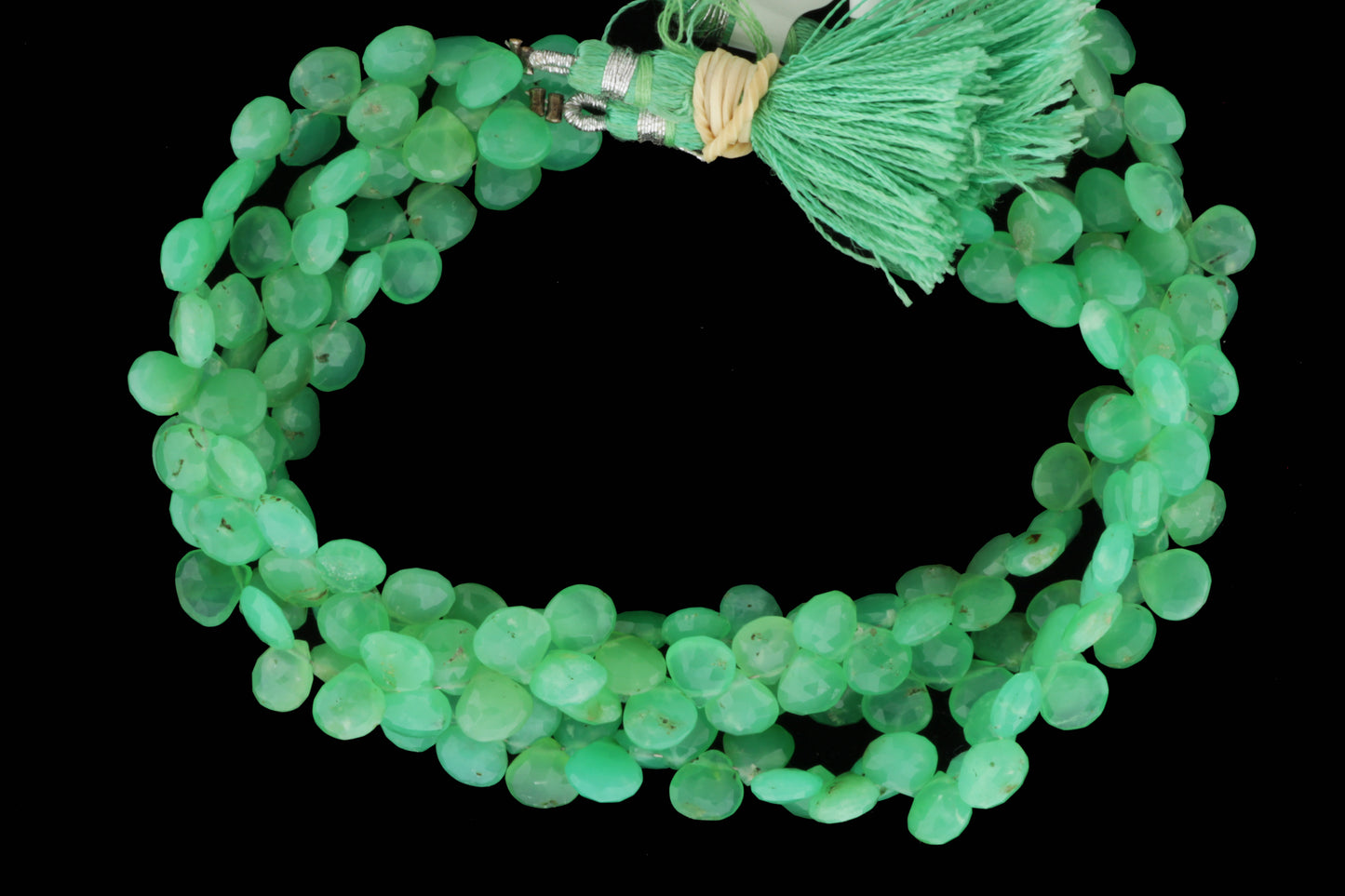 Apple Green Chrysoprase 7mm Faceted Heart Shaped Briolettes